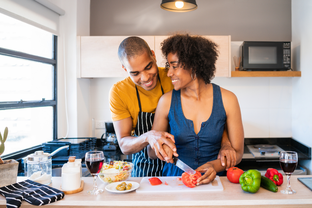 couple cooking together